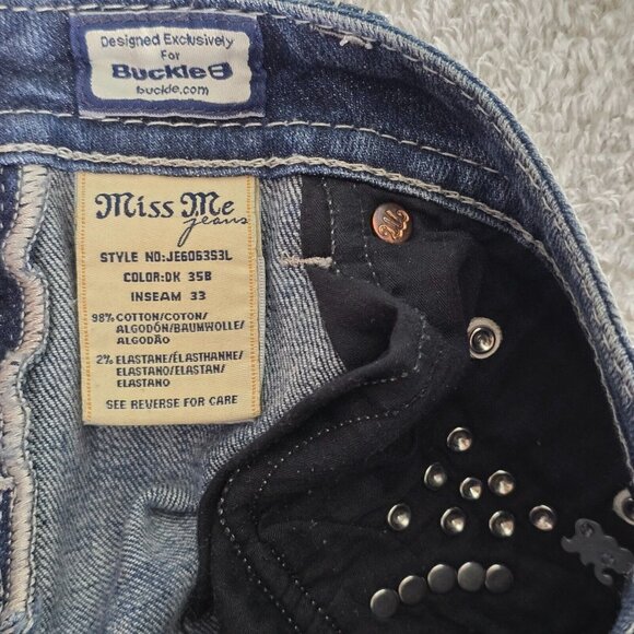 Miss Me Jeans Womens Size 26 Skinny Leg Low Rise Stretch Denim Flap Pockets Rock - Picture 13 of 15